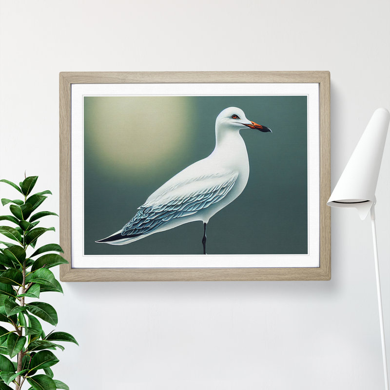 Seagull Portrait Vol.3 - Framed Print, 46cm H x 64cm W x 2cm D, Oak 