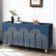 Buffet cannelé à 4 portes, bleu marine, créant un espace de vie élégant pour un rangement moderne-1619923561