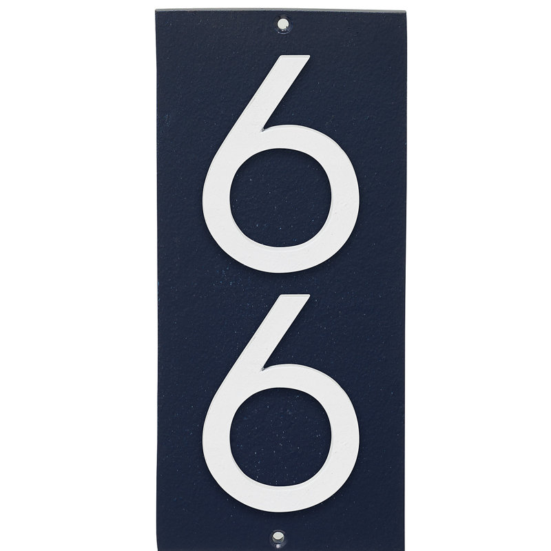 Plaque d'adresse murale flottante sur 1 ligne, Bleu marine, Blanc, Oui