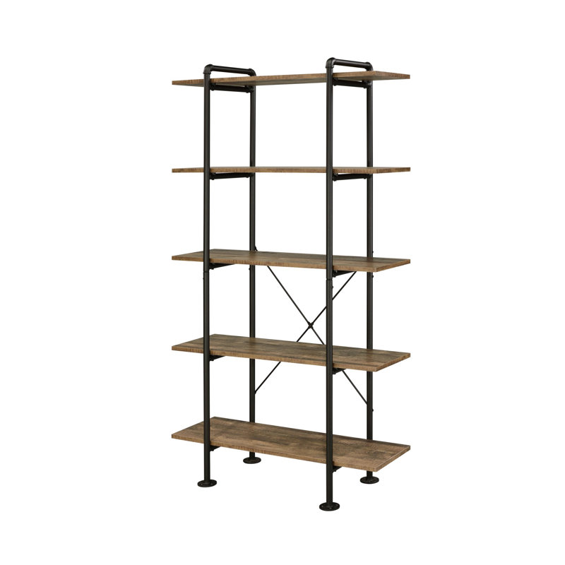 Rustic Oak & Black Finish Bookshelf