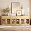 Armoire d'appoint moderne avec 6 portes en verre et tiroir, commode d'appoint multifonctionnelle avec grand rangement et tablette réglable-332504400-470345746