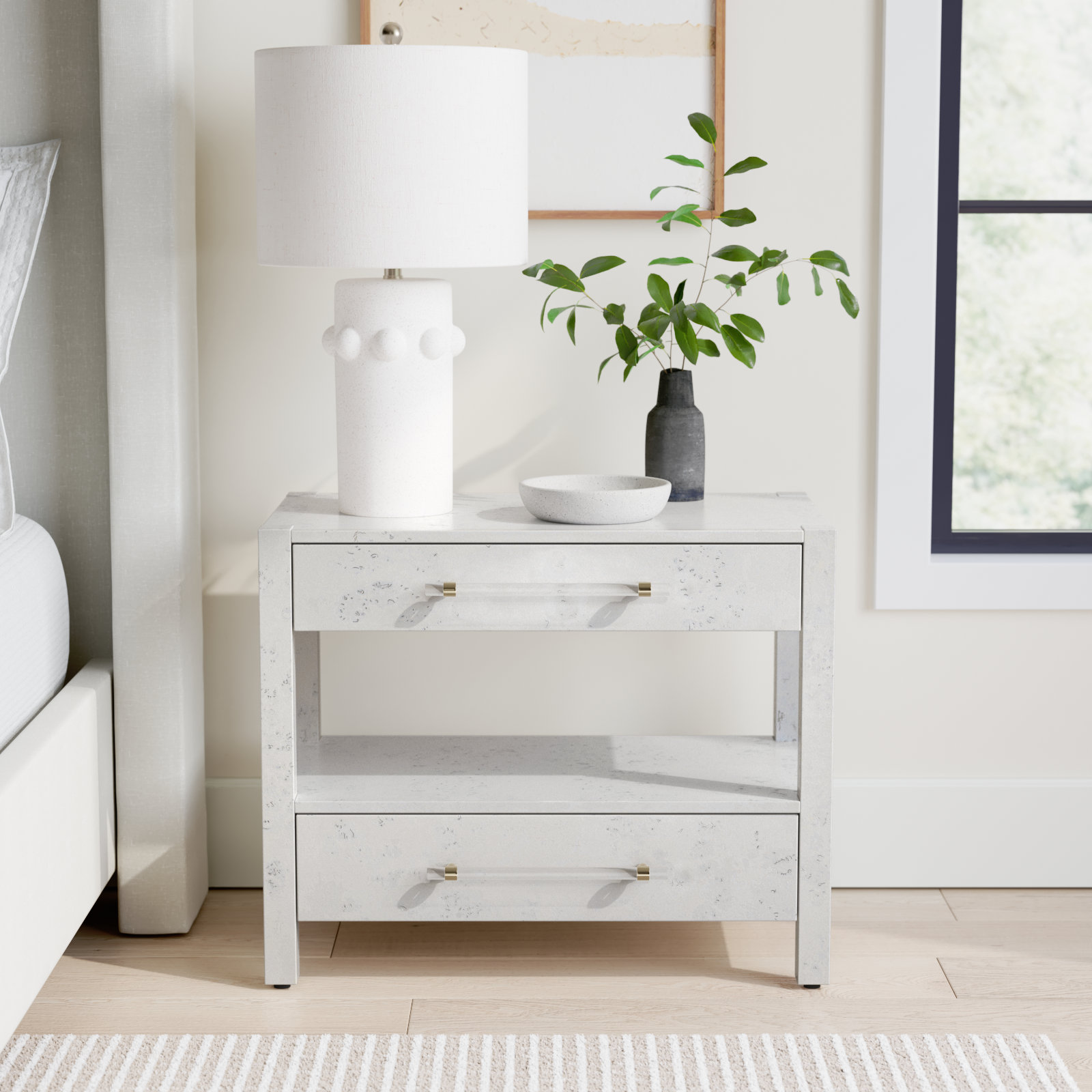 Omnia Acacia Nightstand, White