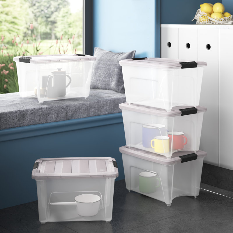 IRIS 54 pte / 13,5 gallons Boîte de rangement en plastique avec couvercle verrouillable transparent, 32
