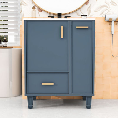 Bathroom Vanity with Sink, Deep Drawer and 2-Tier Pull-Out Basket