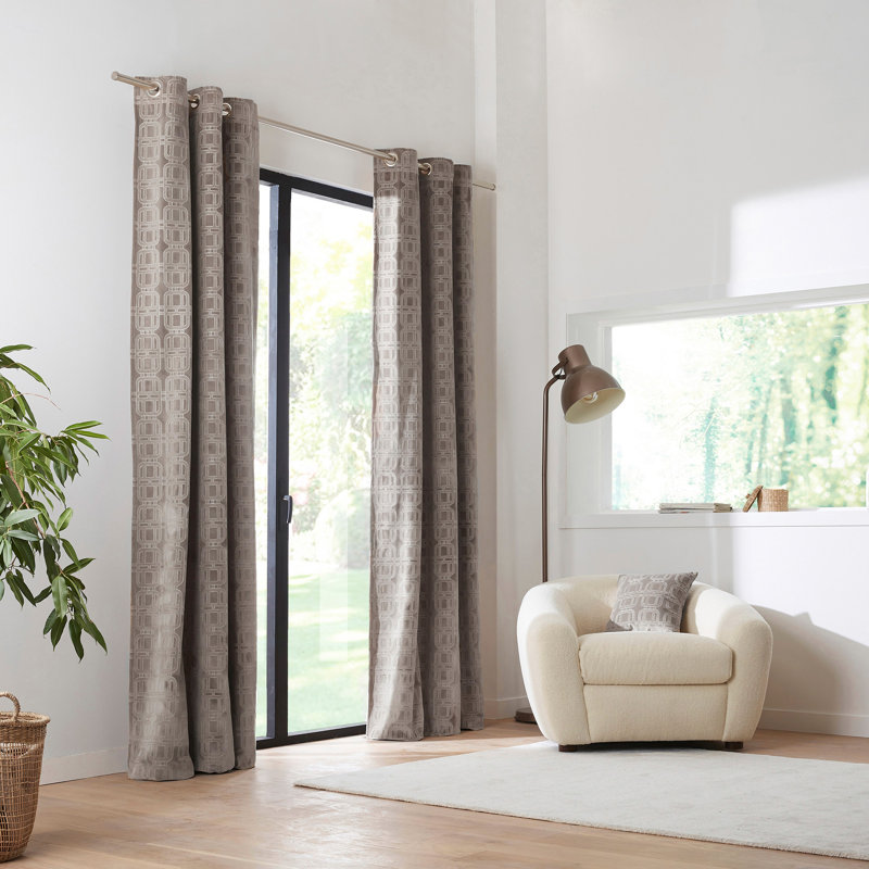 Room Darkening Curtain, Width 136 x Drop 350 cm, Natural/Grey
