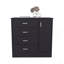 Commode, 1 porte, 4 tiroirs, 2 tablettes, wengé noir