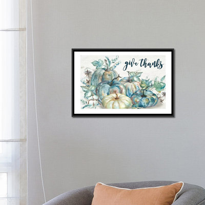 «Blue Watercolor Harvest Pumpkin Off You I» par Tre Sorelle Studios - reproduction d'art
