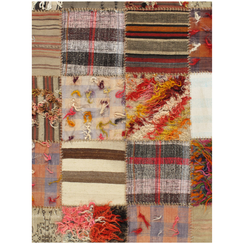 One-of-a-Kind 6'7" X 10' 1950s Wool Area Rug in Orange