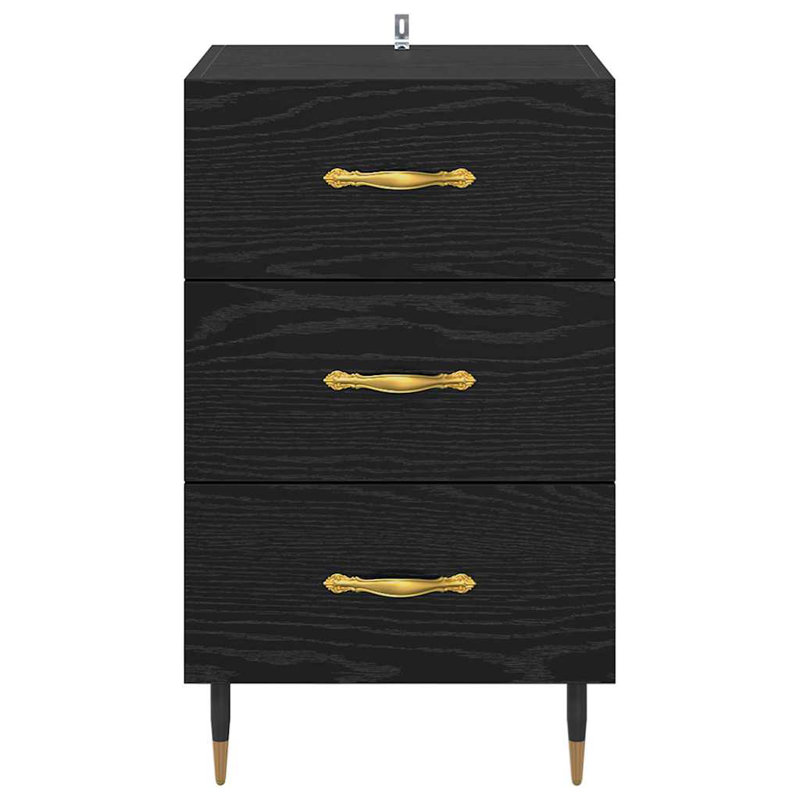 40 cm W Bedside Table, Black Oak