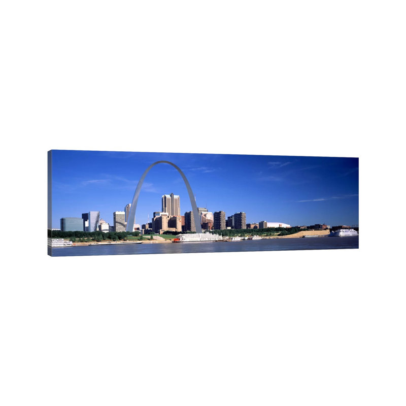 Skyline Gateway Arch St Louis MO USA by Panoramic Images - Wrapped Canvas Panoramic Print
