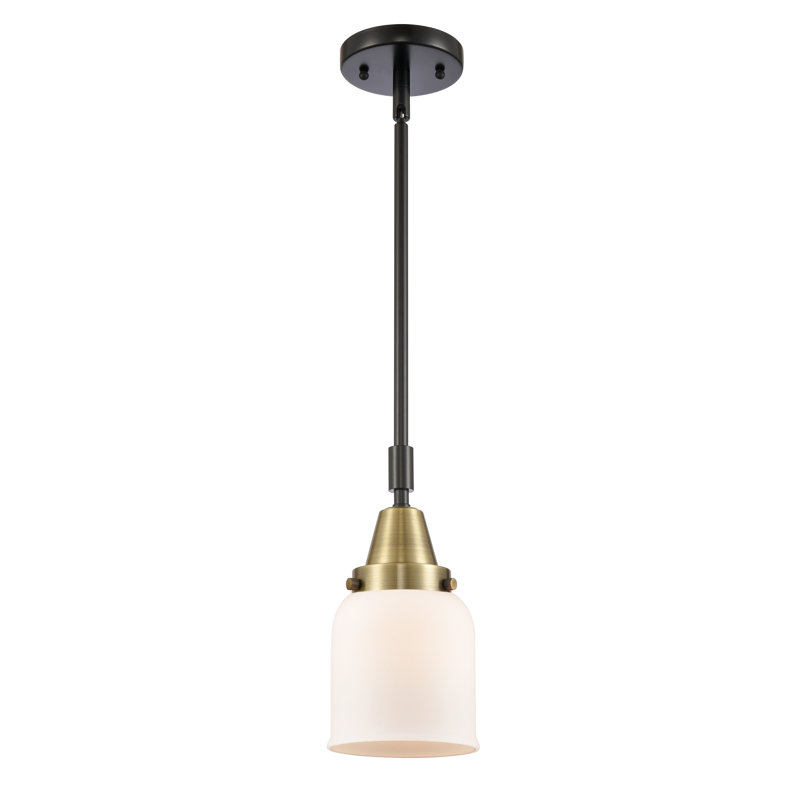 Lesher 1 - Light Single Pendant, Matte White, 44.125" H x 5" W x 5" D, Black Antique Brass
