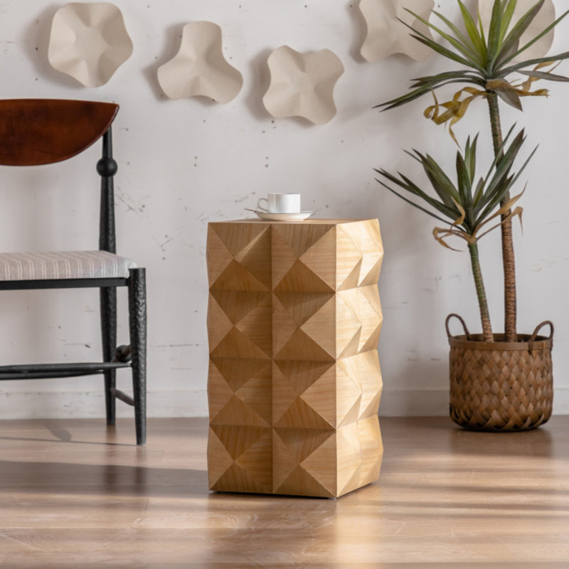 23.62"Height Three-Dimensional Embossed  Pattern Design Retro Side Table Retro Furniture