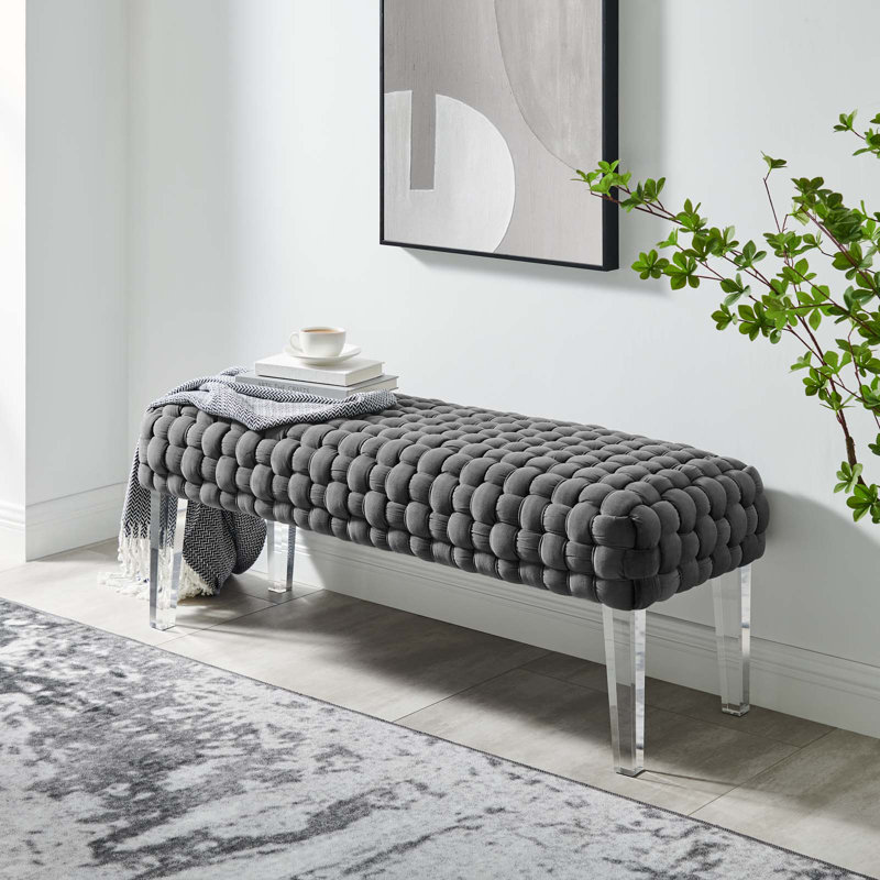 Modway Prologue Woven Performance Velvet Ottoman, Gray 