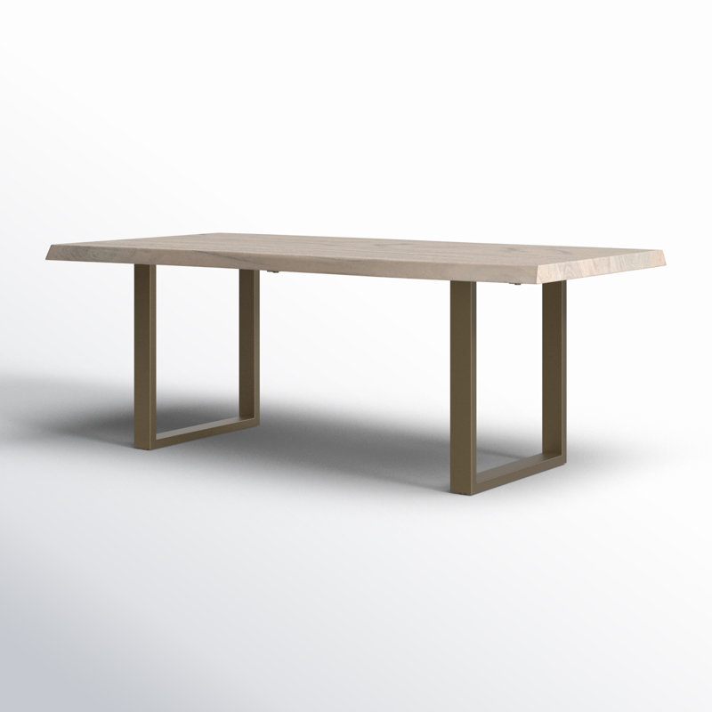 Colin Dining Table, 29.75"H x 79"L x 40"W, Brass, White Wash