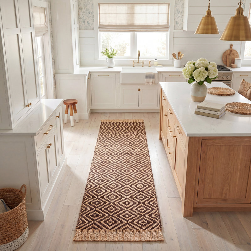 Derry Natural Fiber Hand Woven Jute Geometric Rug, Runner 2'3" x 8'