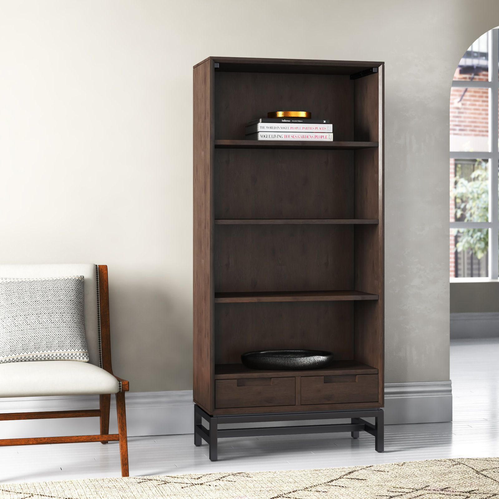 Banting 30" Bookcase, Walnut Brown/Black