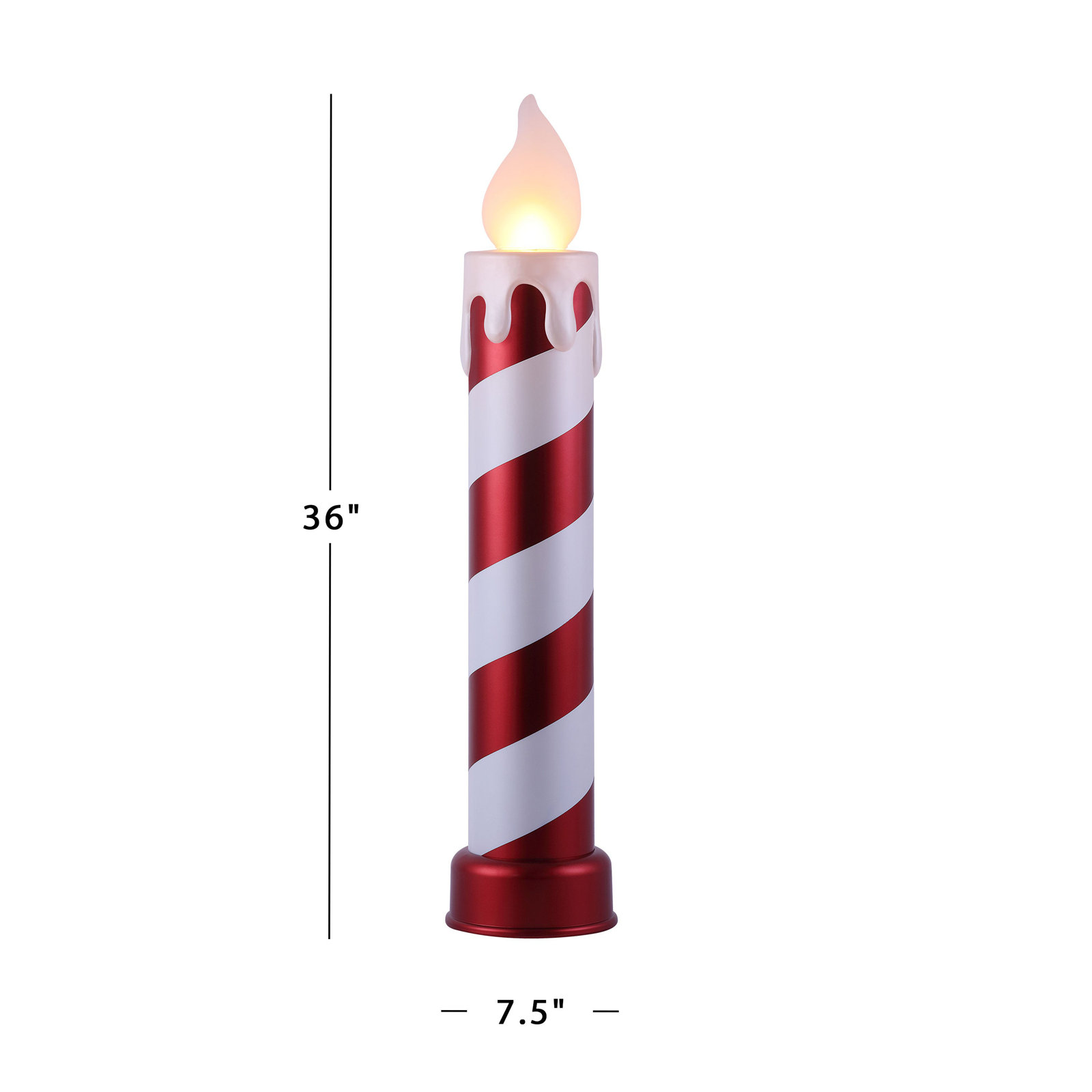 Outdoor 36" Metallic Blow Mold Candle, Red/White