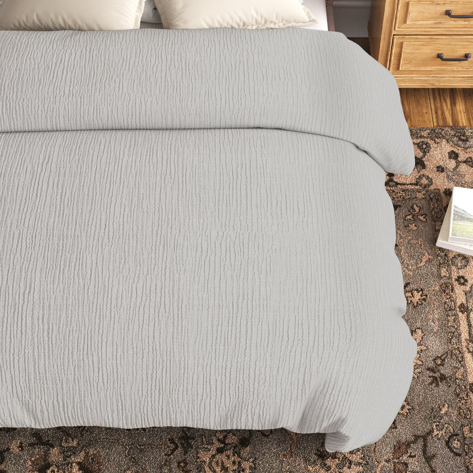Daila Duvet Cover Set, Queen Duvet, Gray
