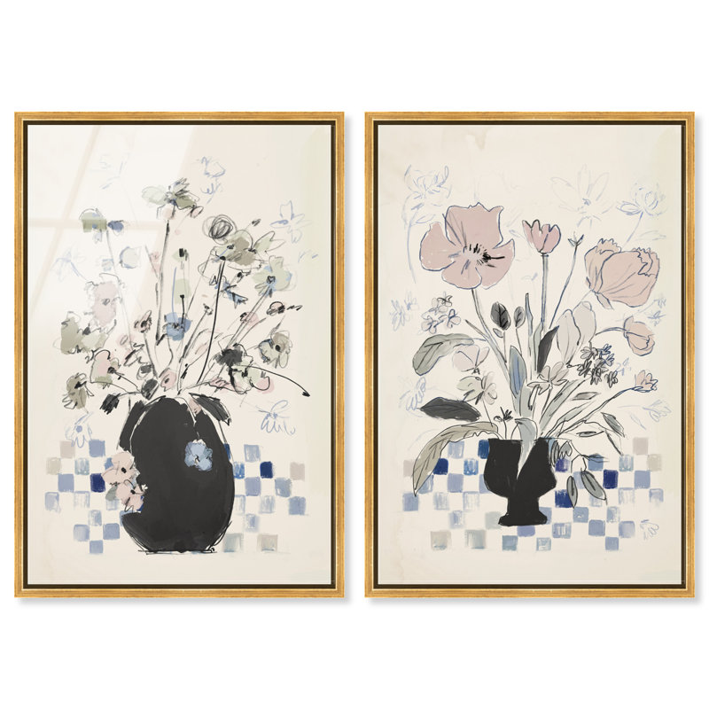 Modern Bloom Set Set by Oliver Gal, Gold Floater Frame, 17"H x 25"W