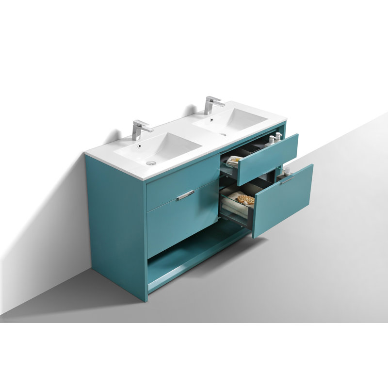 Ensemble de meuble-lavabo double 60 po, Vert sarcelle