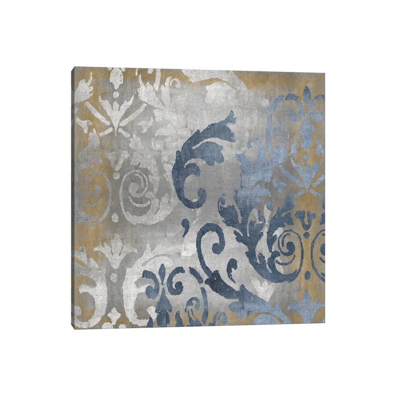 Damask in Silver and Gold I 1 Piece Wrapped Canvas Wall Art, 66.04 cm H x 66.04 cm W x 1.91 cm D