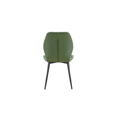 4 Sets Of Retro Olive Green PU Dining Chairs With A Spacious And Comfortable Cushion.Multiple Colors Available, With Black Metal Legs And Adjustable Feet, Suitable For Dining Room, Study & Office,Etc.