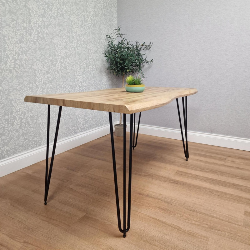 Wooden Dining Table and 4 Velvet Chairs - Stylish Dining Room Furniture, Grey, 75cm H x 117cm W x 77cm D
