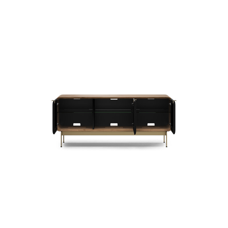 Solid Wood and Glass TV Stand