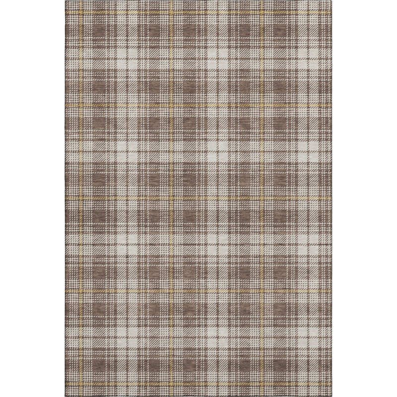 Premium Machine Washable Natoma AMF993 Plaid Rug, Rectangle 3' x 5'