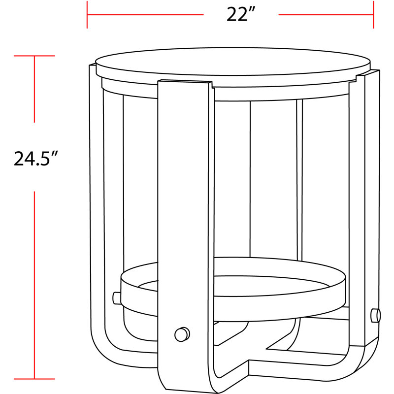 Pula 24'' Tall Abstract Round End Table with Shelf
