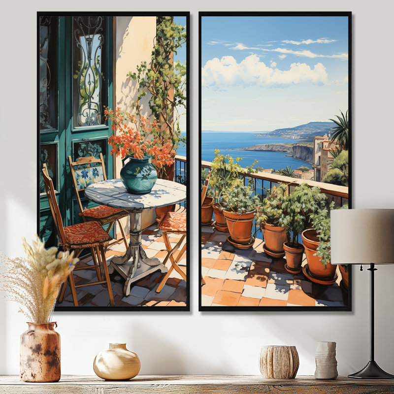 Décoration murale La Dolce, côte italienne I - Bleu, 20" H x 24" W, Floater Framed Print, Black