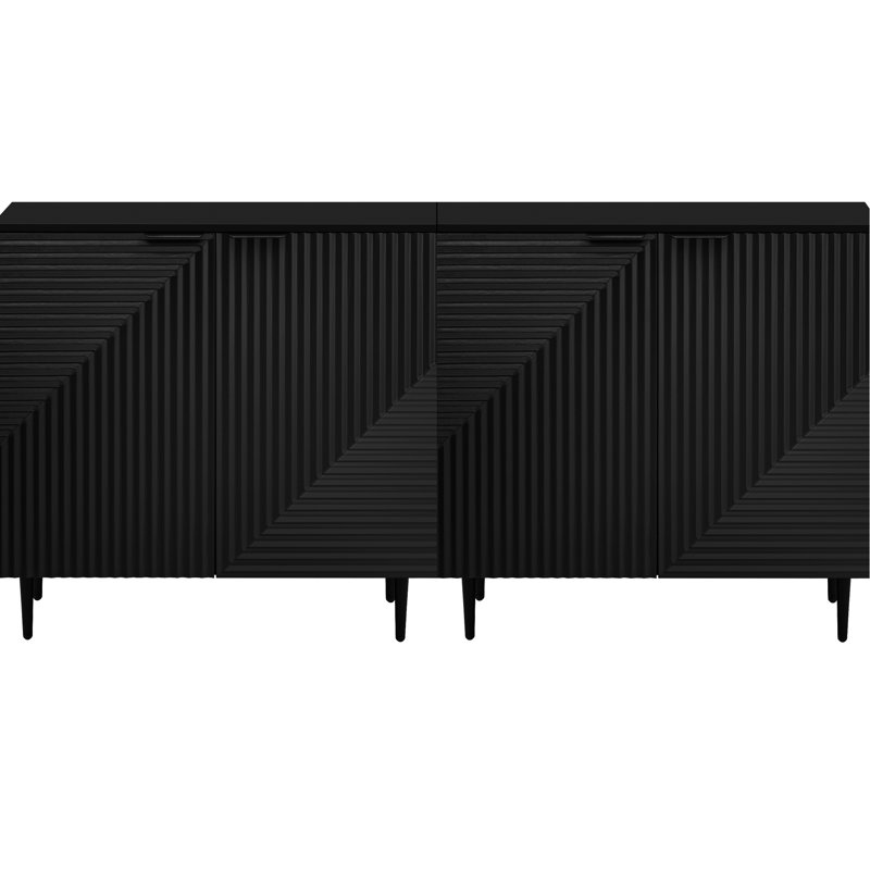 De 2 armoires minimalistes contemporaines - conception de porte géométrique, tablette réglable, grand meuble de rangement pour meuble télé (2) tablettes, ornement, espace spacieux