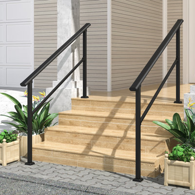 HOMLUX Hand Rails for Outdoor Steps, Wrought Iron Railing, Porch And Stair Railing Kit
