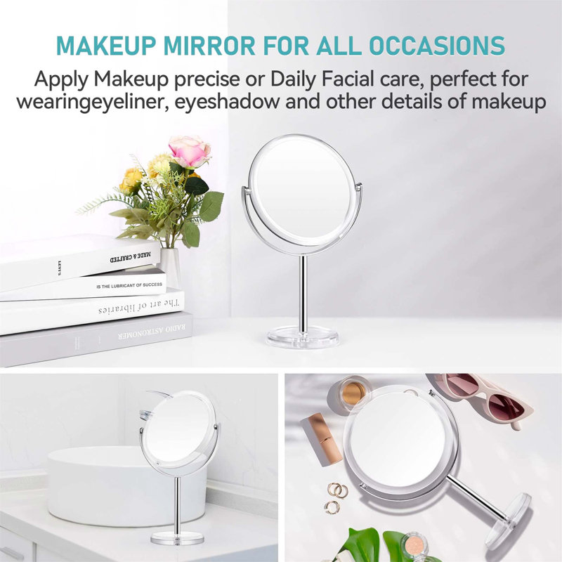 Demetrias Metal Round Floor Mirror, Clear