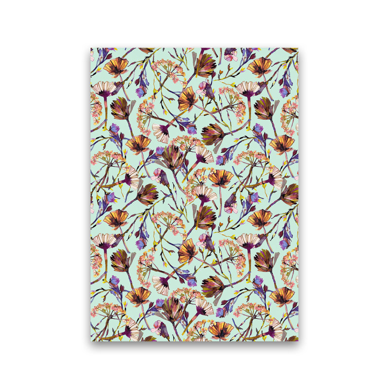 Dry Blue Flowers Collage - Print, 30cm H x 21cm W x 1cm D, No Framed