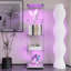 Armoire de rangement en verre trempé de couleur blanche, H 64,97 po x L 15,24 po, l 13,3 po, avec éclairage intégré et pieds réglables pour diverses utilisations avec éclairage à vin blanc, salle de musique au sol inégale-13551120