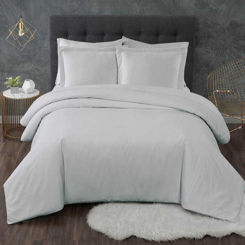 Ensemble de housse de couette antimicrobien Trely Calm, Housse de couette simple / simple TG et 1 taie dé, gris