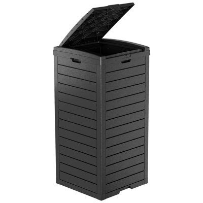 Light Brown Resin Step On Outdoor Trash & Recycling Bin - 30 Gallons
