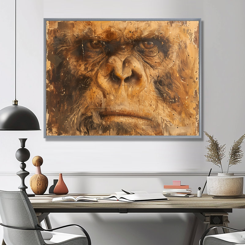 Décoration murale noire et brune antique Bigfoot II - Bigfoot, Toile argentée avec cadre flottant