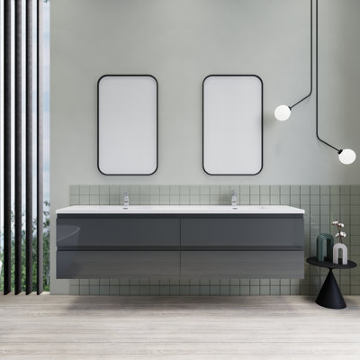 Ensemble de meuble-lavabo double 84 po Alfret Ivy Bronx