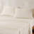 Linear Cotton Sheets Cream 4 Piece Set Queen-116543536-116543535