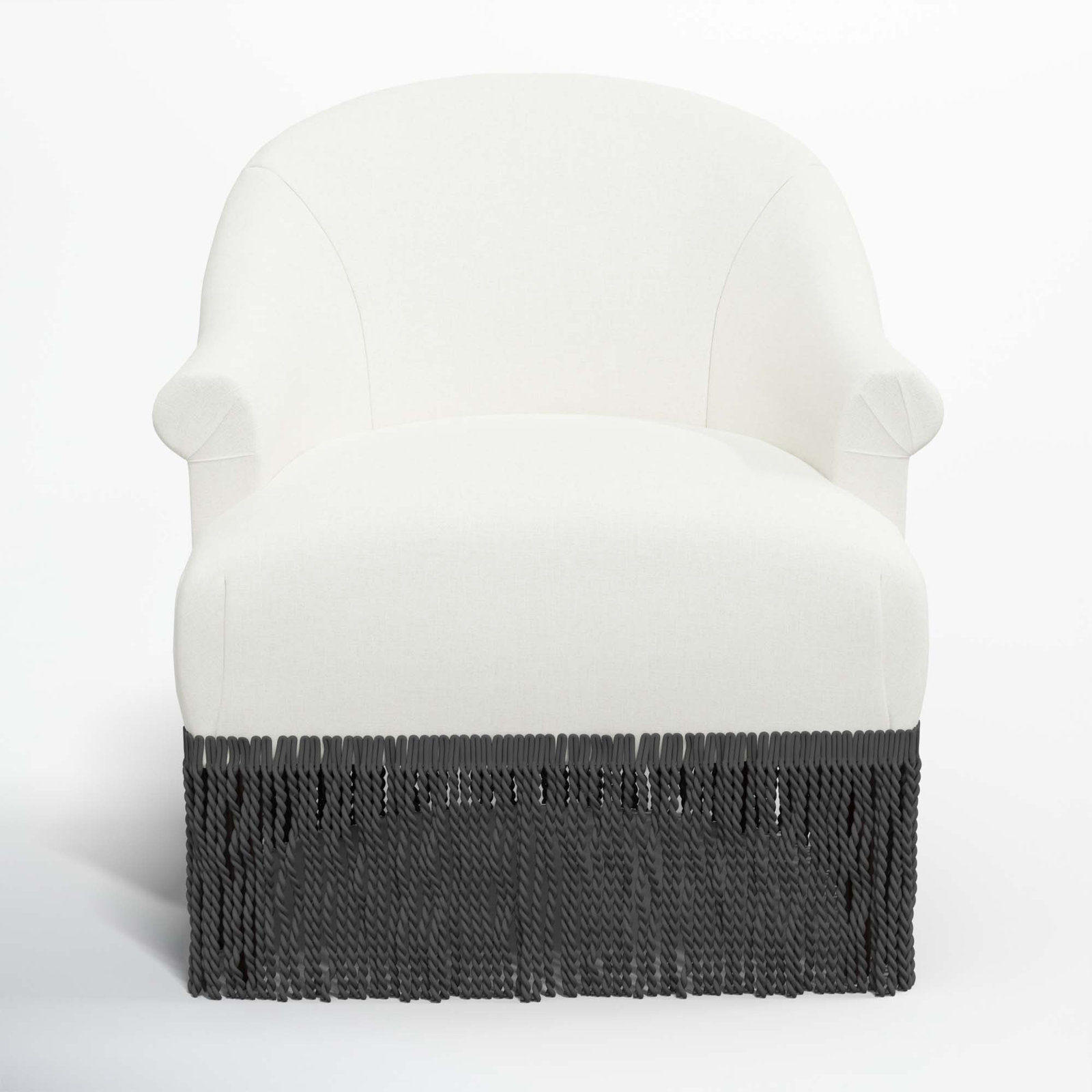 Callie Wingback Chair, Zuma White Textured Linen, Black