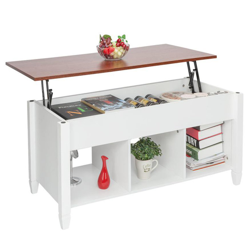 Gizzy Single Coffee Table, Light Brown, White