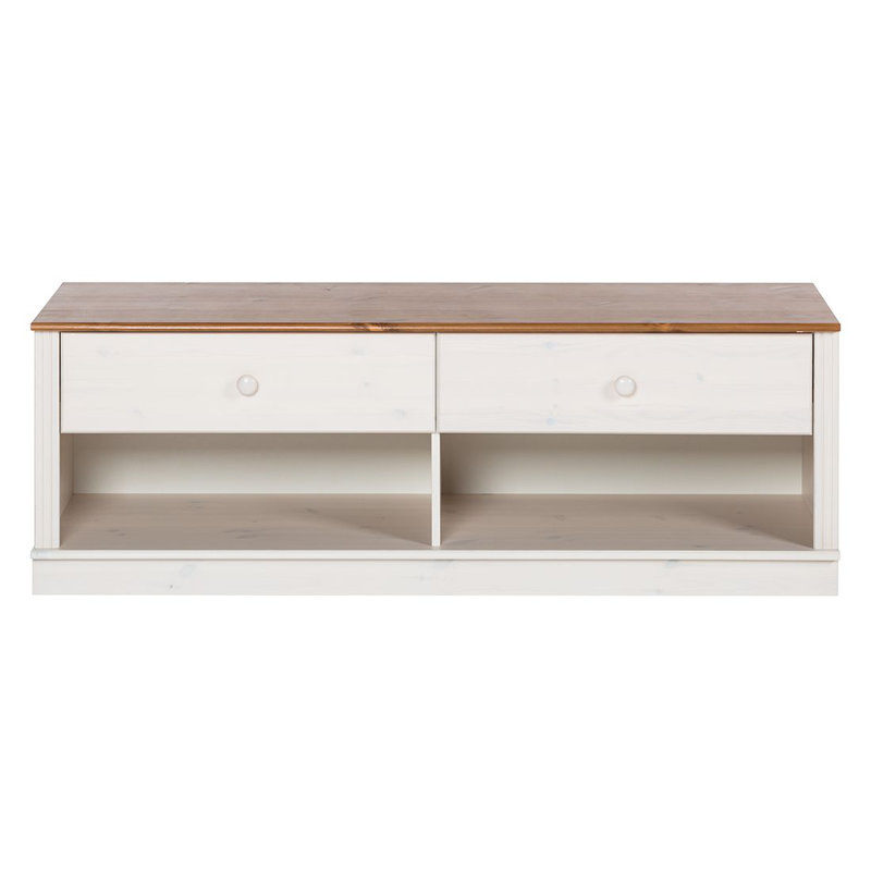 Annabelle Unfinished TV Stand for TVs up to 60", White/Honey
