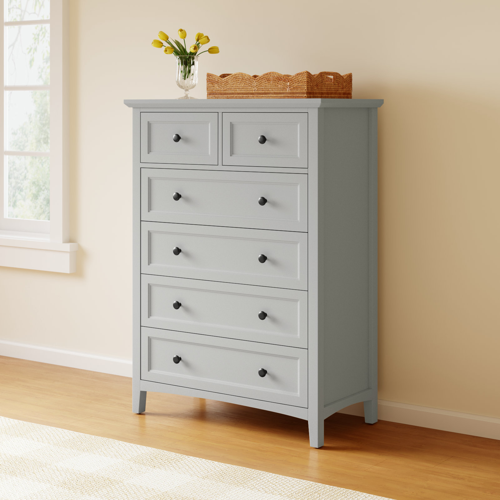 Renee 40" Mahogany Dresser, Gray