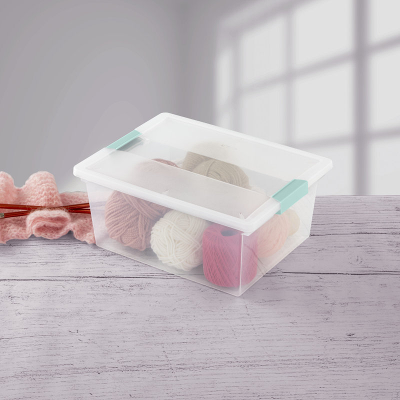 Sterilite Deep Clip Box, Stackable Small Storage Latch Lid Bin, Container Organizes Paper, Office