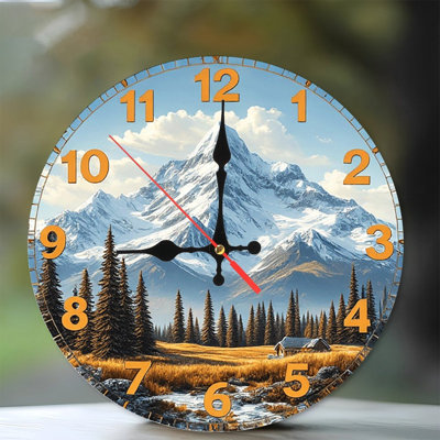 Mountain Cabin Landscape Wall Clock