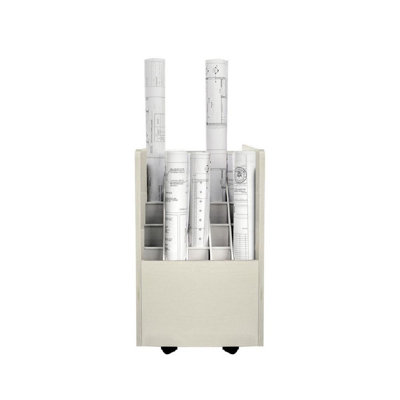 20-Slot Mobile Rolling Wood Blueprint Roll File Large Document Organizer