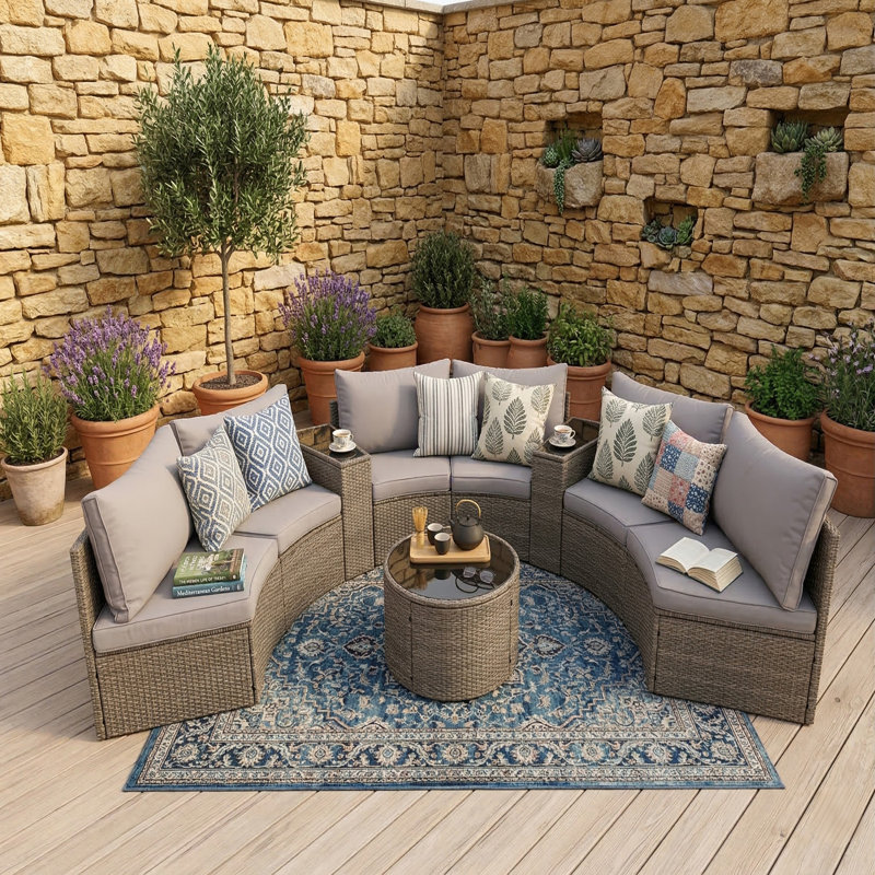 Canapé modulaire demi-lune pour l'extérieur