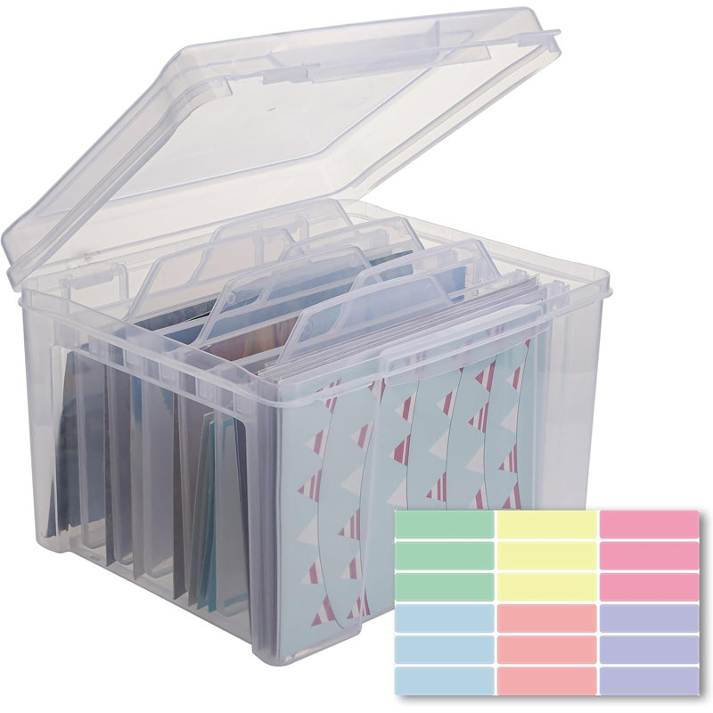 Boîte de rangement pour cartes de vœux et boîte de rangement avec 6 cloisons amovibles pour l'anniversaire des Fêtes Obtenez des photos de cartes, de l'artisanat, du Scrapbooking (transparent)